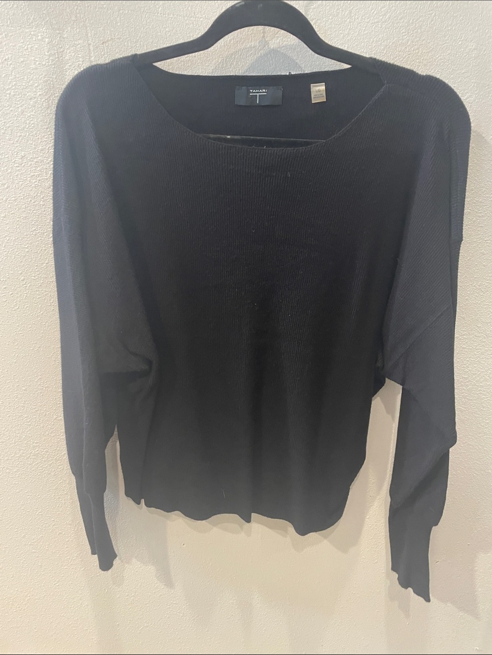 Tahari Black Scoop Neck Lightweight Knit Top